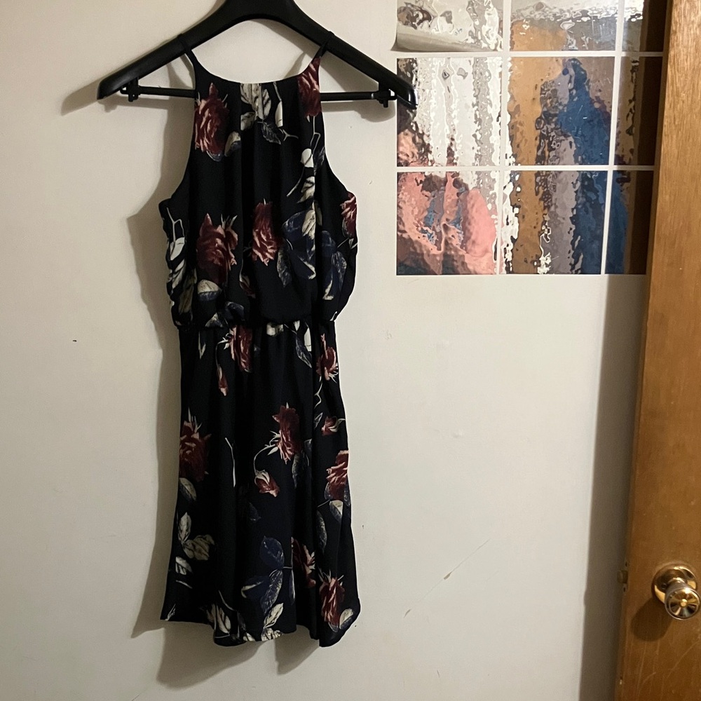 Eclipse Black and Red Floral Mini Dress